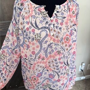 LOFT Floral Blouse - Pink and Blue